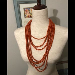 Ourworld multi-strand orange beaded necklace